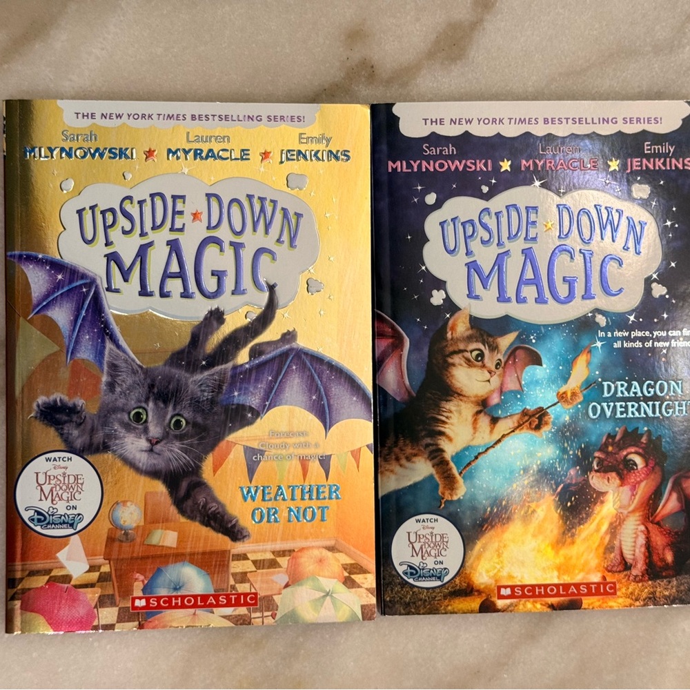 Scholastic Upside-Down Magic 2 Books - Orange and Pink Covers